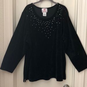 Quacker Factory Woman’s 3X Velour Black Blouse